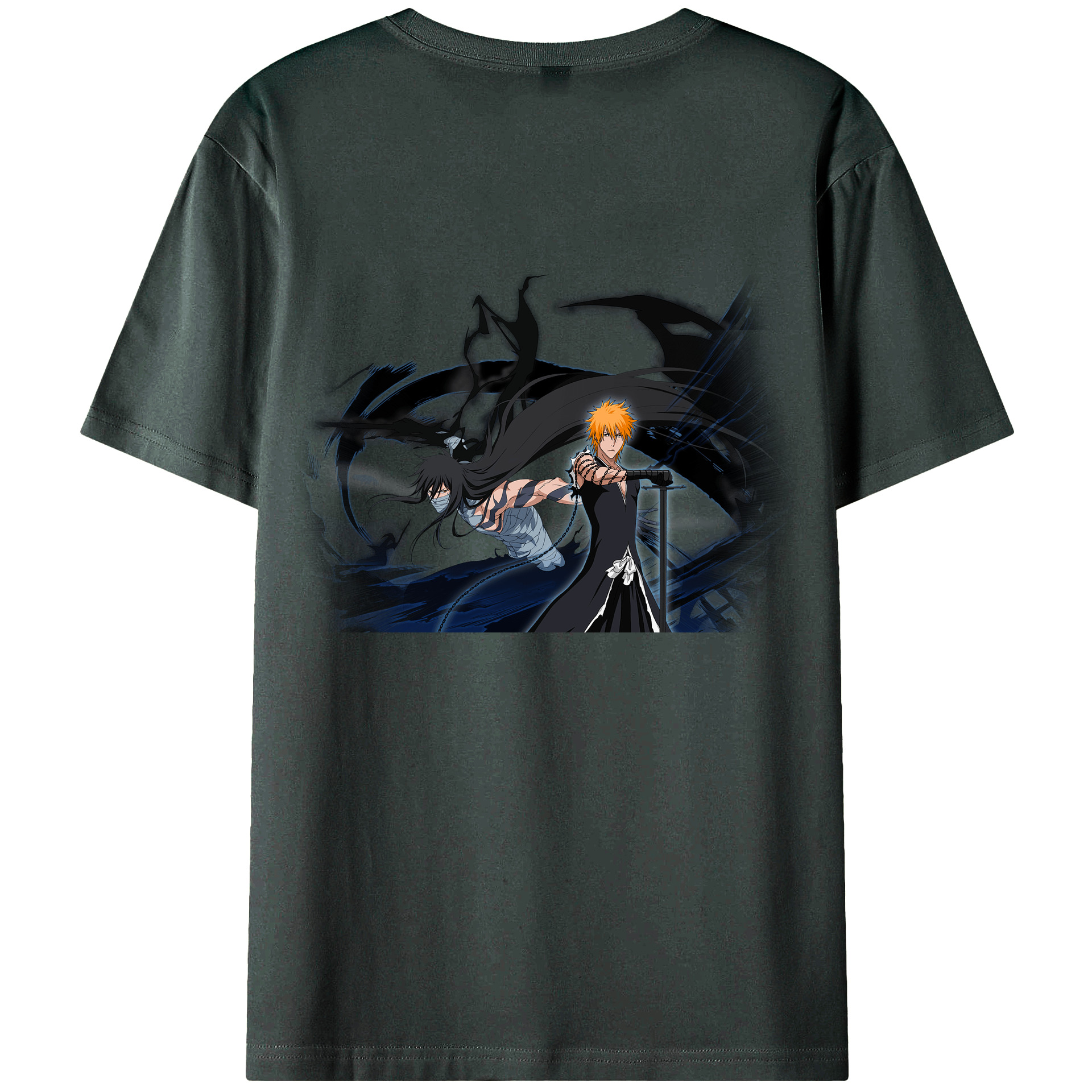 （画像用） ブリーチ 黒崎一護（くろさき いちご）BLEACH Kurosaki Ichigo 綿100％ メンズ半袖Tシャツ（バックプリント） 通気性